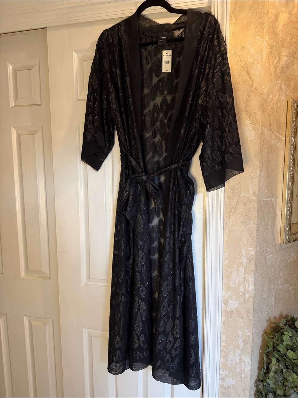 Express Sheer Black Lace Kimono Wrap